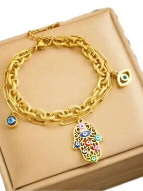 Gold Evil Eye Bracelet Q490